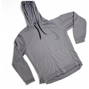 Nike Dri-Fit Yoga Full Zip Hoodie Gray Men’s Size M AA4656-036 Stretch Pocket